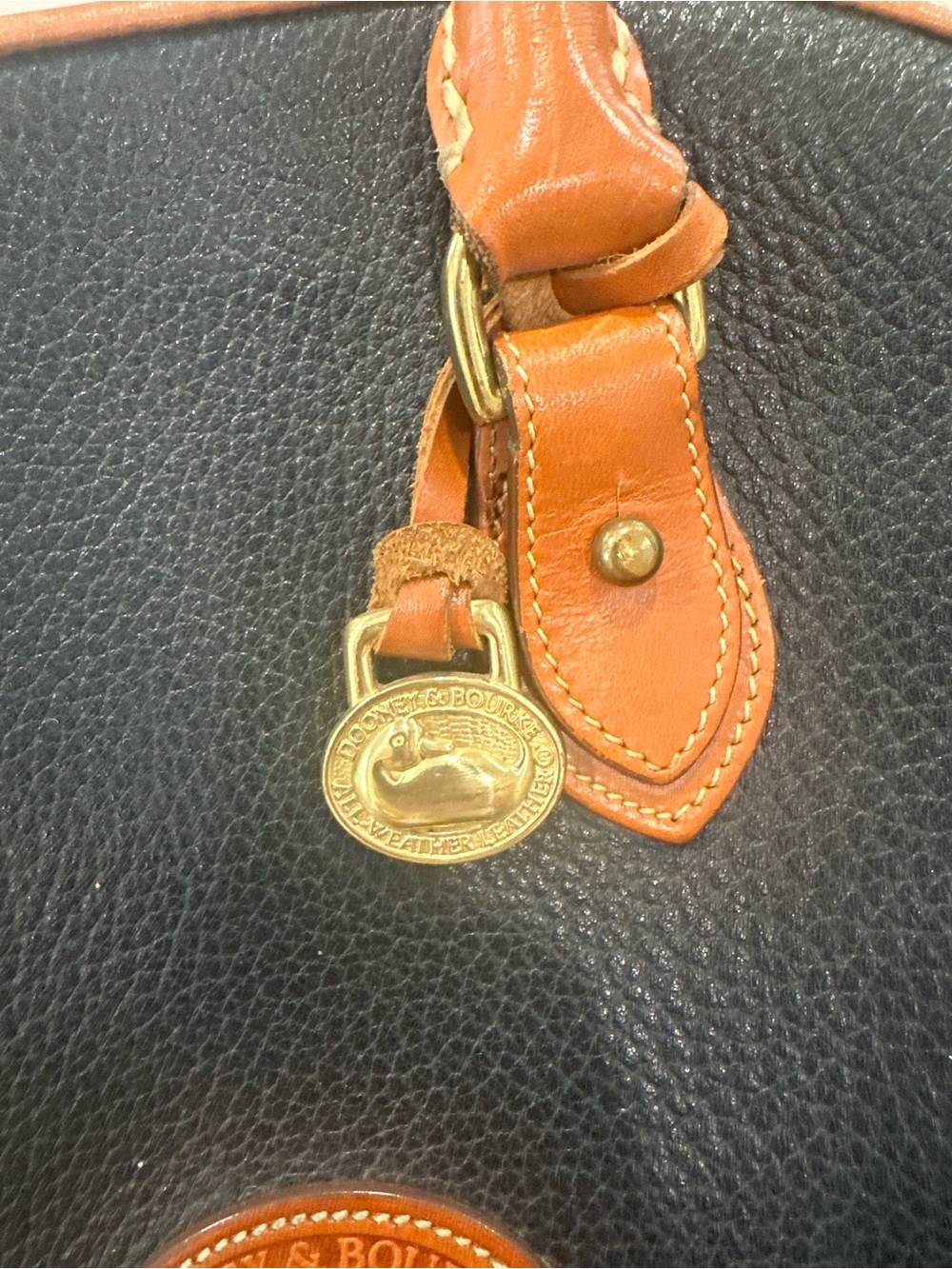 Dooney & Bourke Black Pebbled Leather Satchel with Brown Trim - Picture 5 of 10